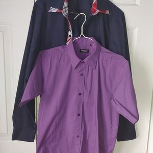 Set of 2 Teen boy‎ Dress shirt Short Long sleeve 16